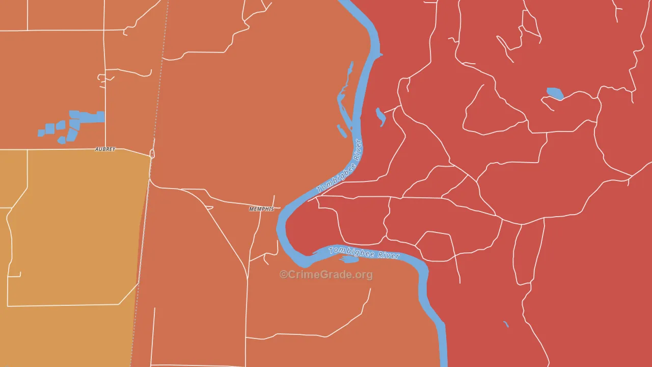 Memphis, AL Map of Assault Rates