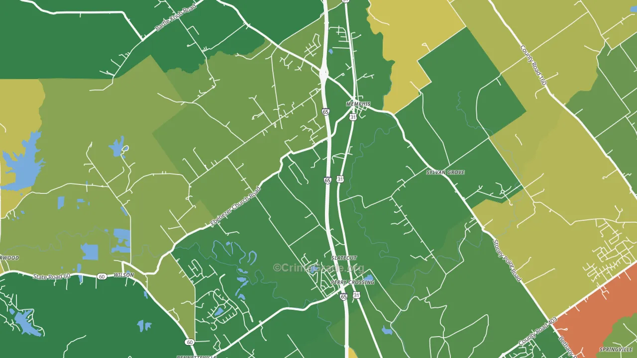 Memphis, IN Map of Assault Rates