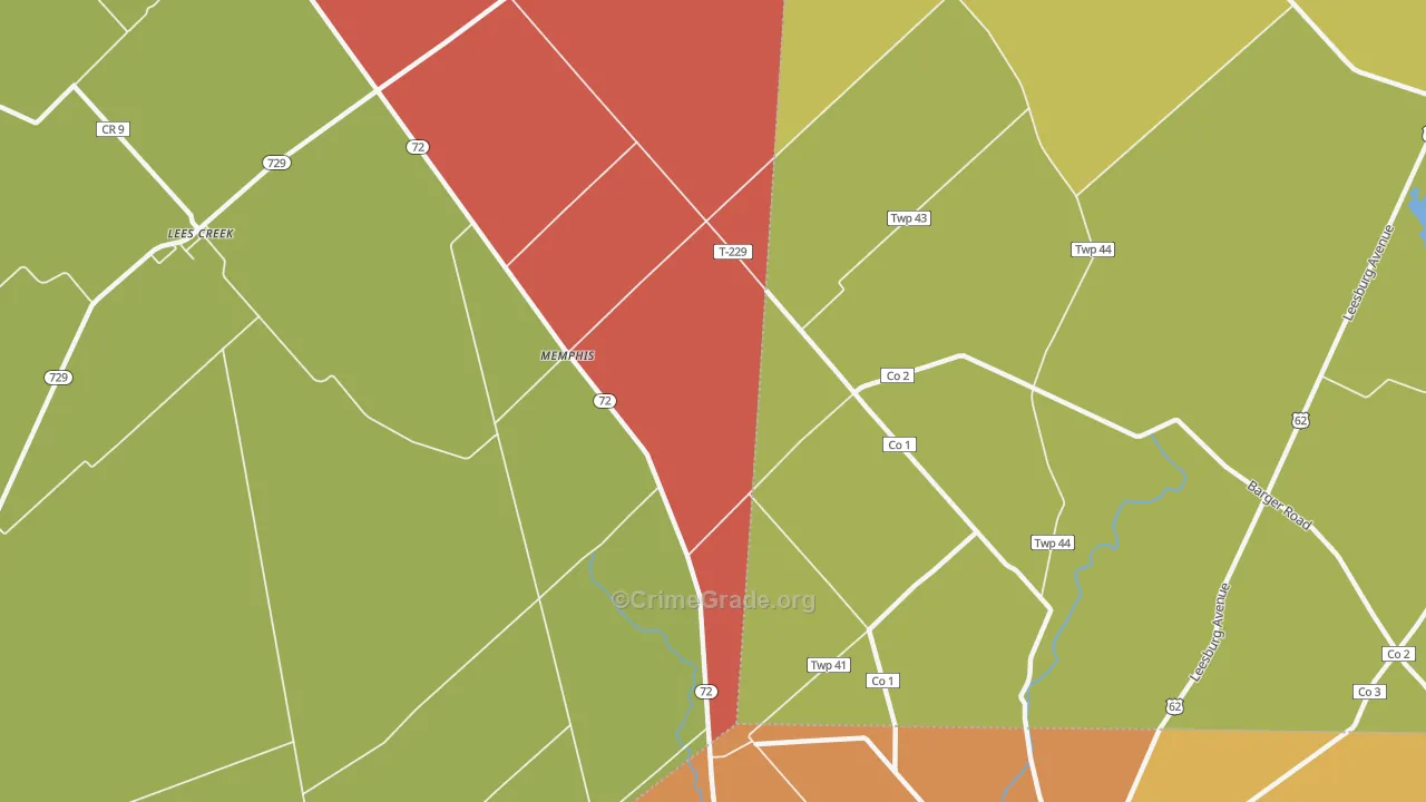 Memphis, OH Map of Assault Rates