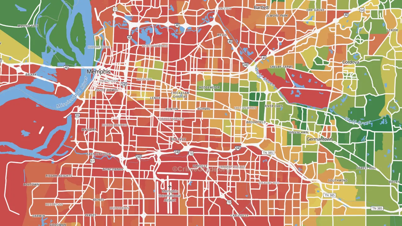 Memphis, TN Map of Assault Rates