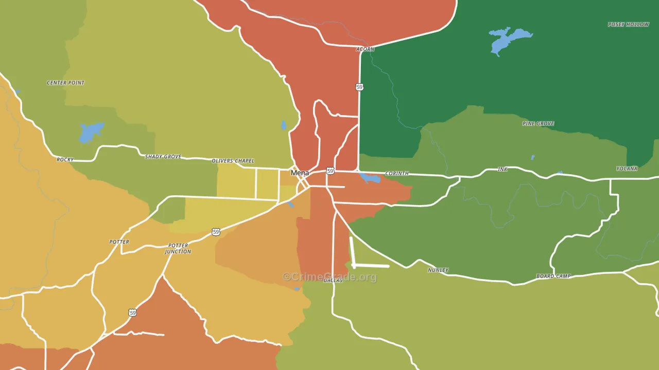 Mena, AR Map of Assault Rates