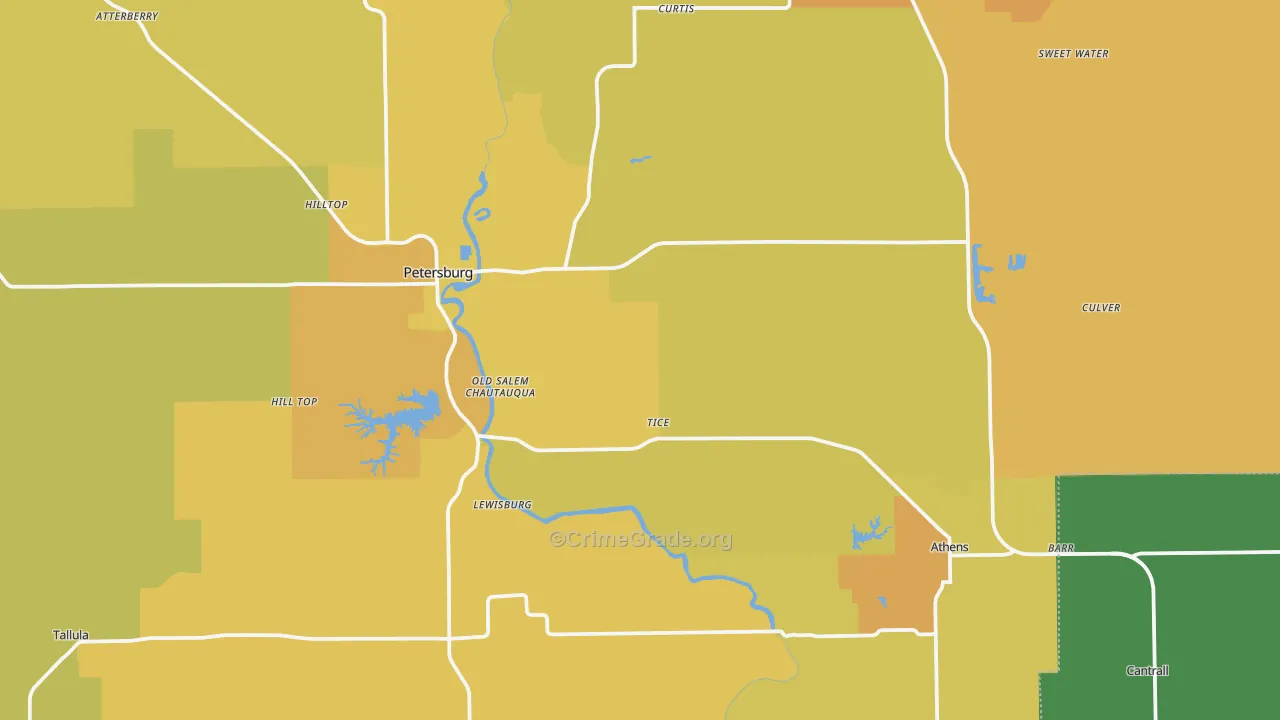 Menard County, IL Map of Assault Rates