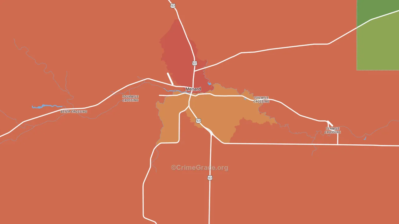 Menard County, TX Map of Assault Rates