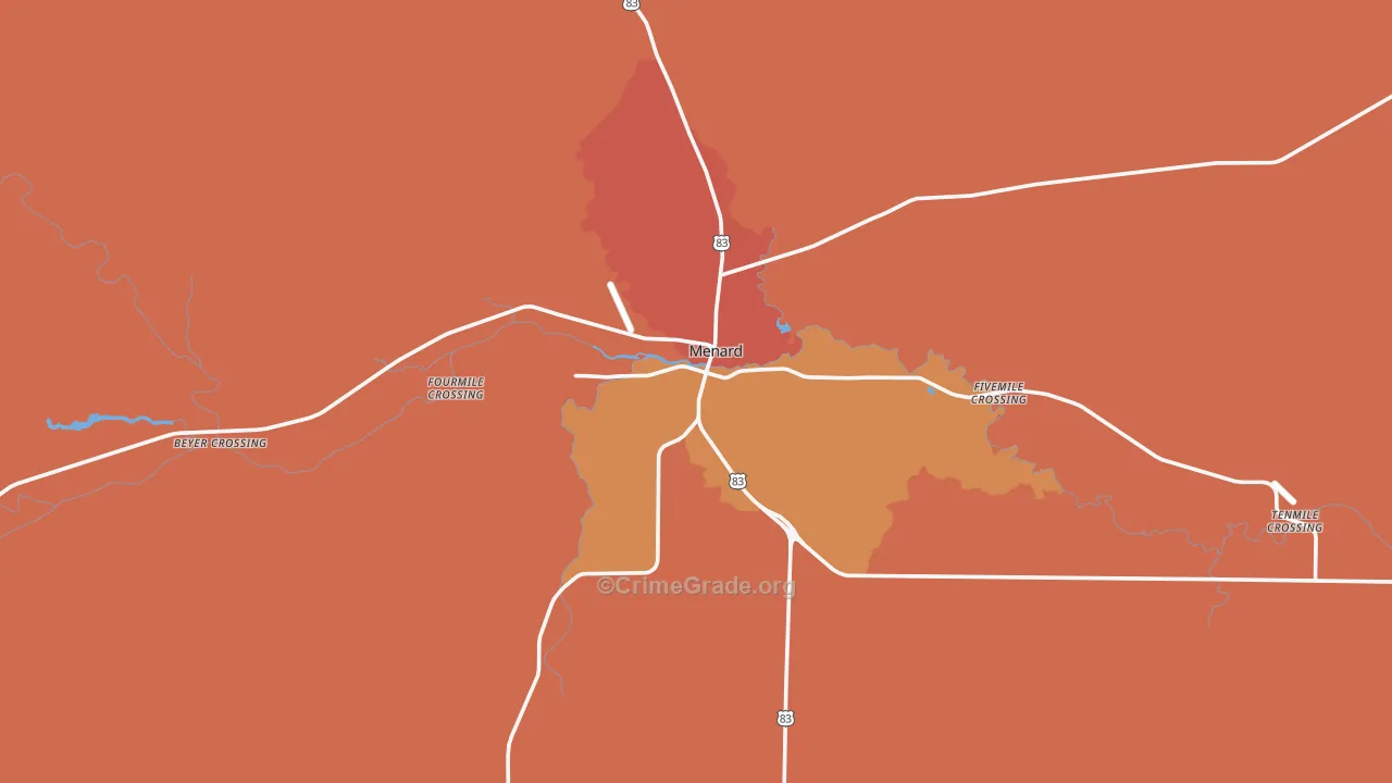 Menard, TX Map of Assault Rates