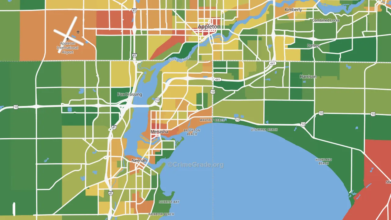 Menasha, WI Map of Assault Rates