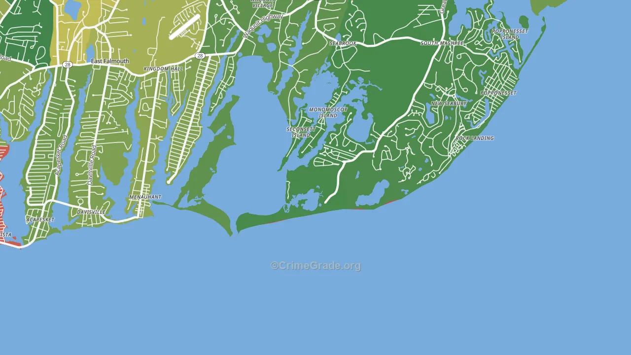 Menauhant, MA Map of Assault Rates