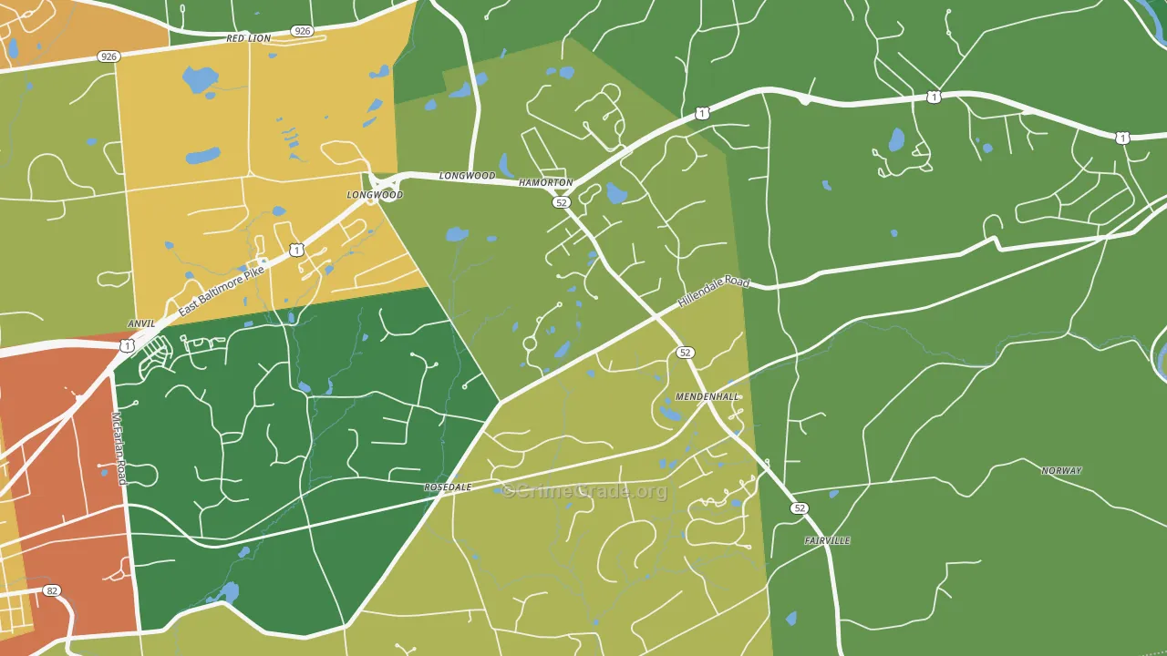 Mendenhall, PA Map of Assault Rates