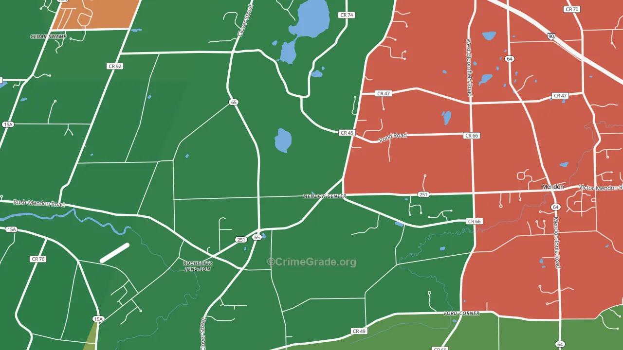 Mendon Center, NY Map of Assault Rates