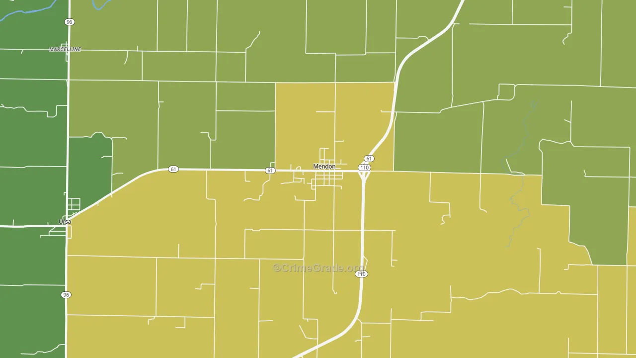Mendon, IL Map of Assault Rates
