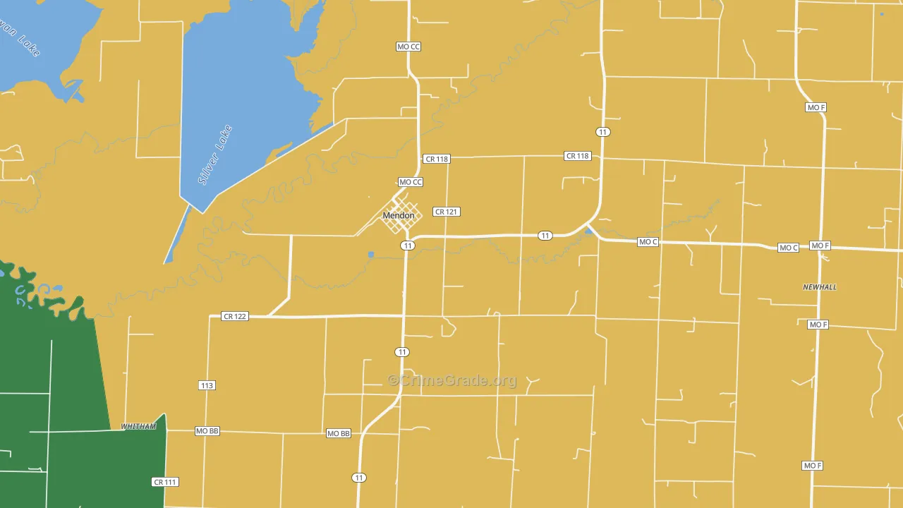 Mendon, MO Map of Assault Rates
