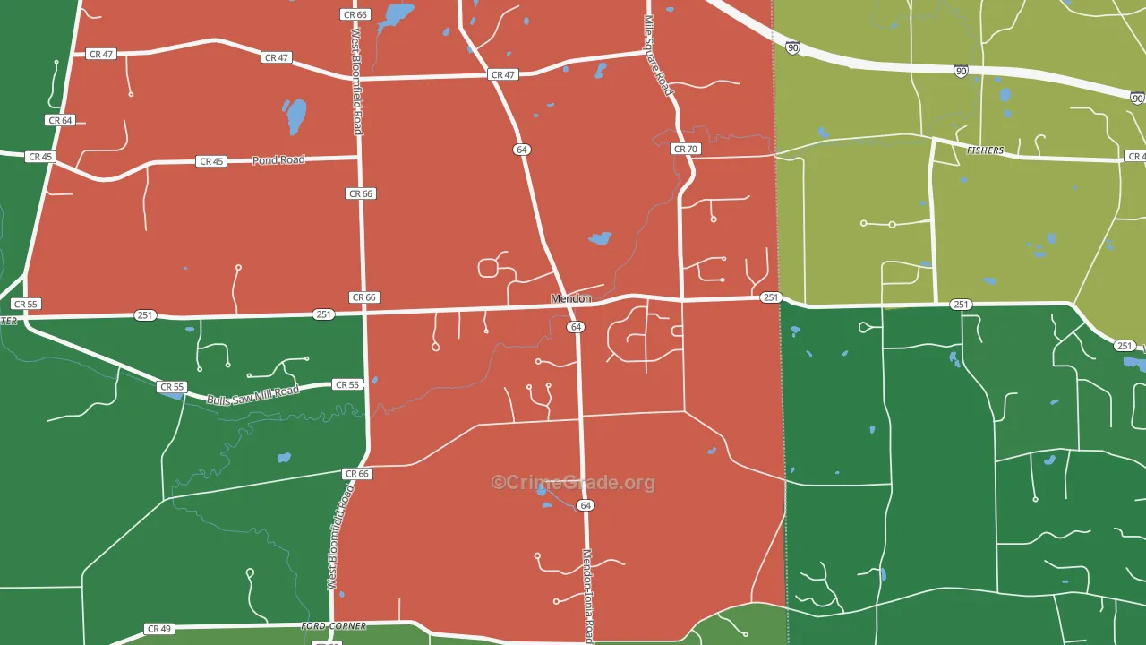 Mendon, NY Map of Assault Rates