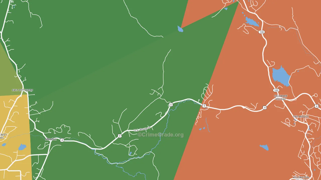 Mendon, VT Map of Assault Rates