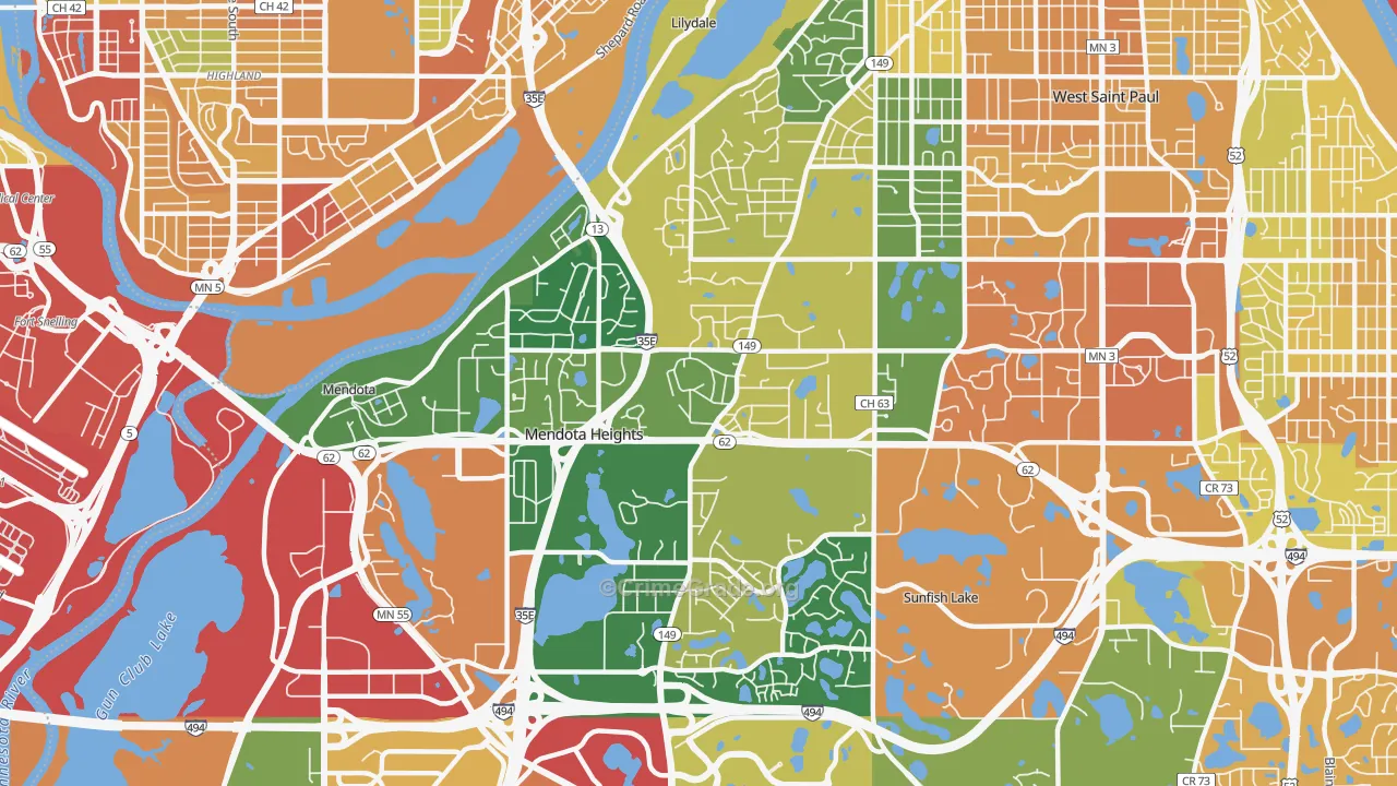 Mendota Heights, MN Map of Assault Rates