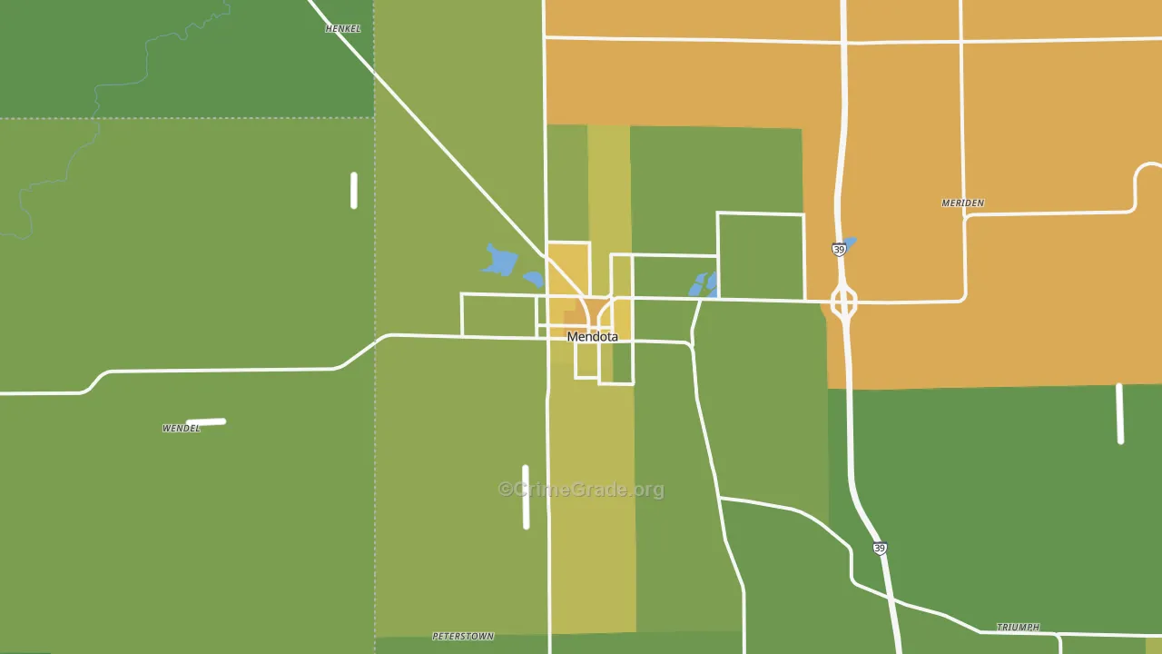 Mendota, IL Map of Assault Rates