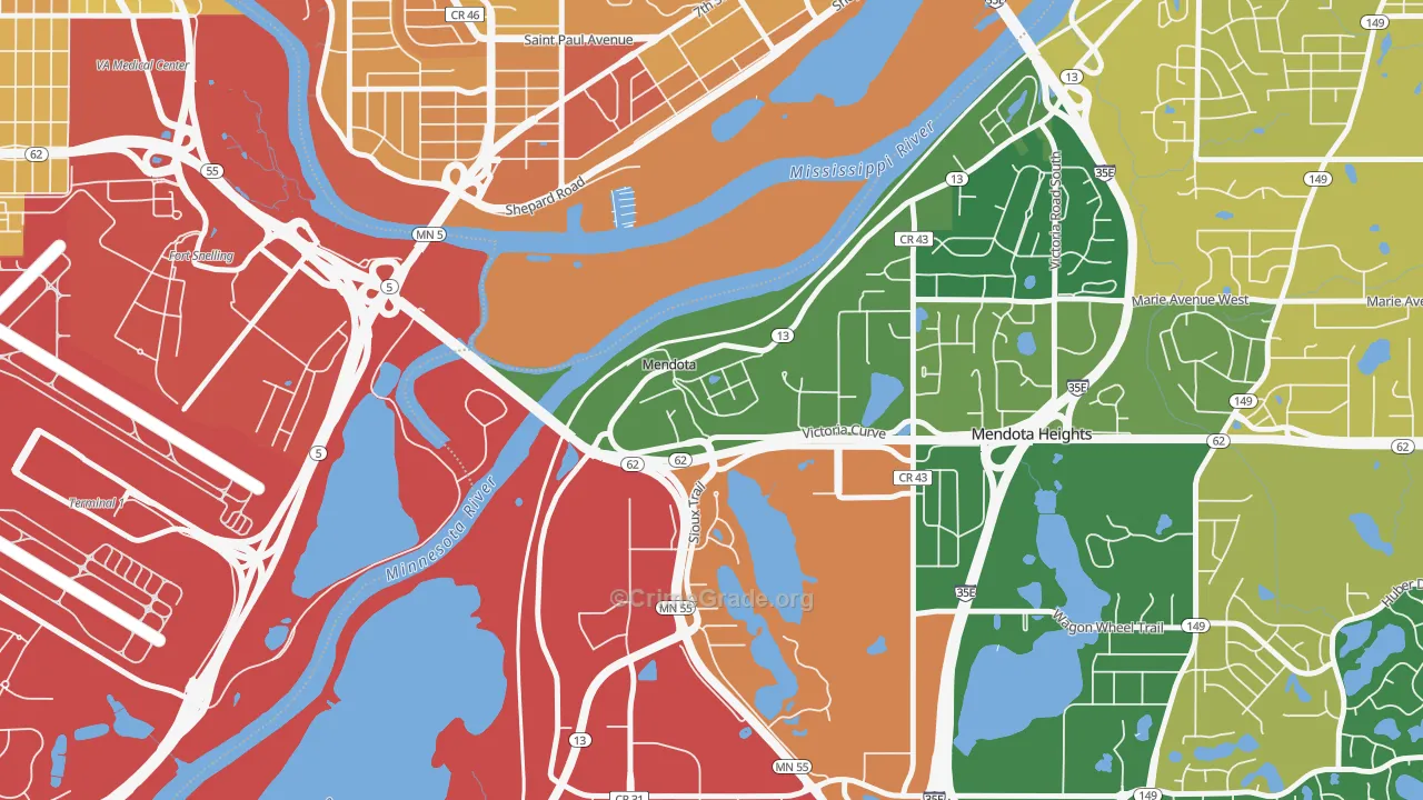 Mendota, MN Map of Assault Rates