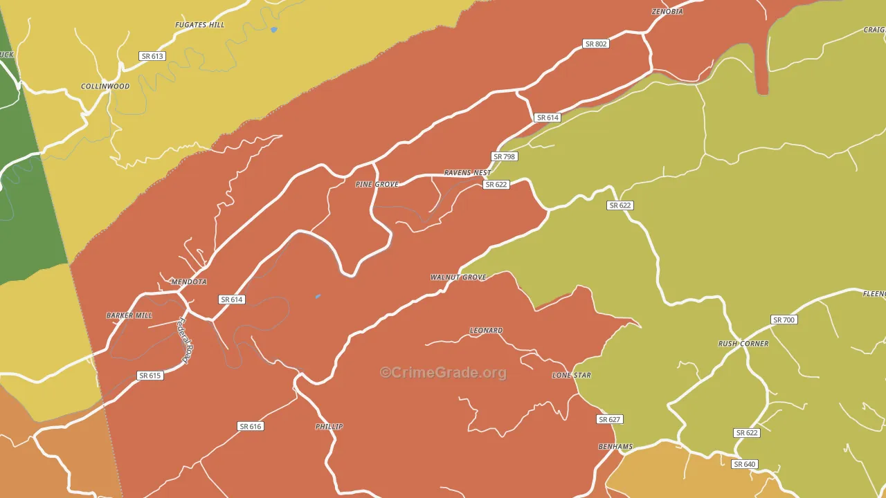 Mendota, VA Map of Assault Rates