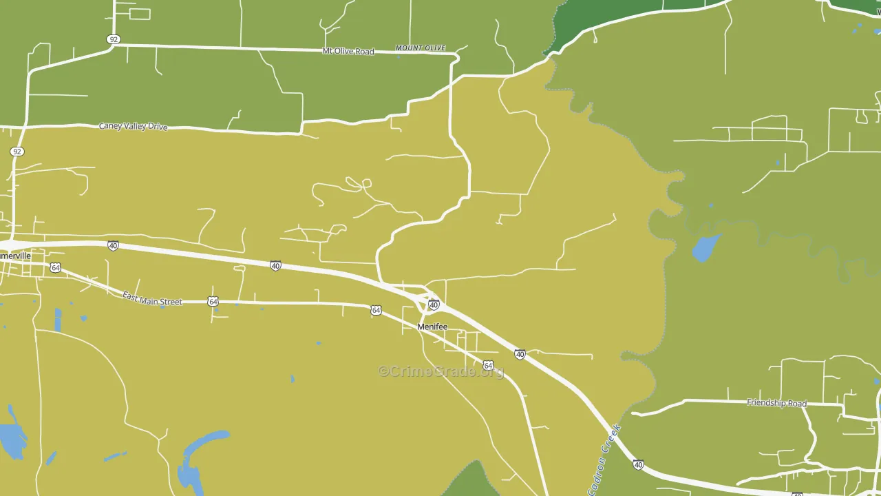 Menifee, AR Map of Assault Rates