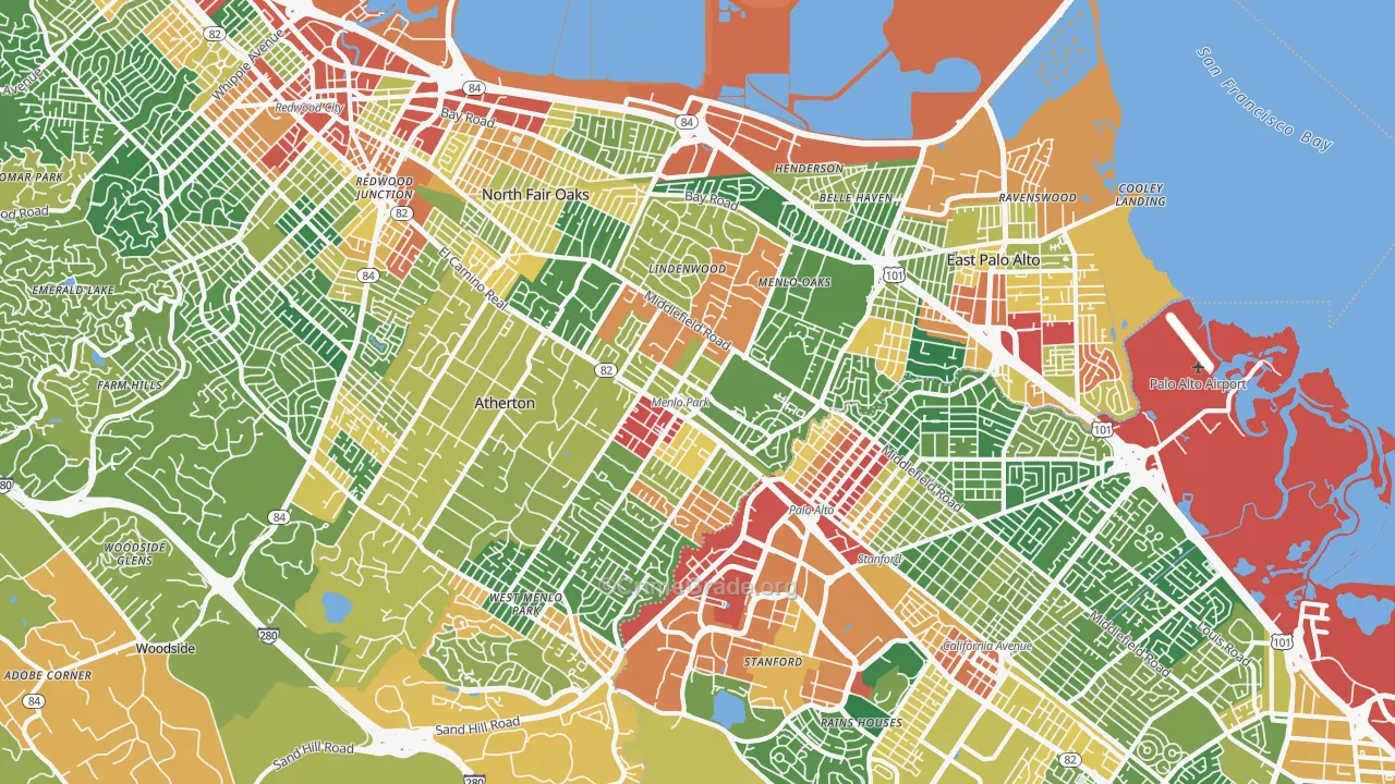Menlo Park, CA Map of Assault Rates