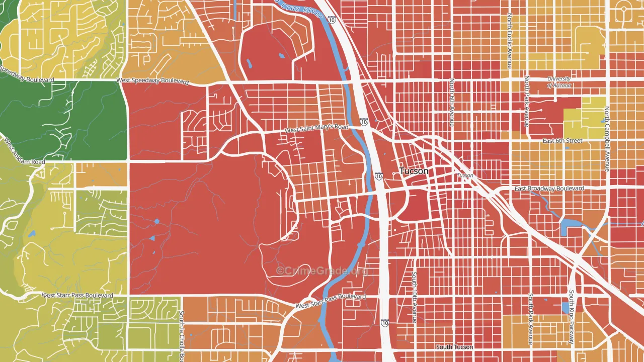 Menlo Park, Tucson, AZ Map of Assault Rates