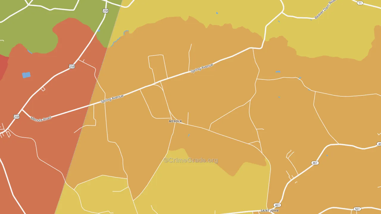 Menola, NC Map of Assault Rates