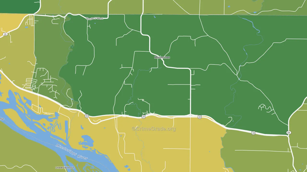 Menominee, IL Map of Assault Rates