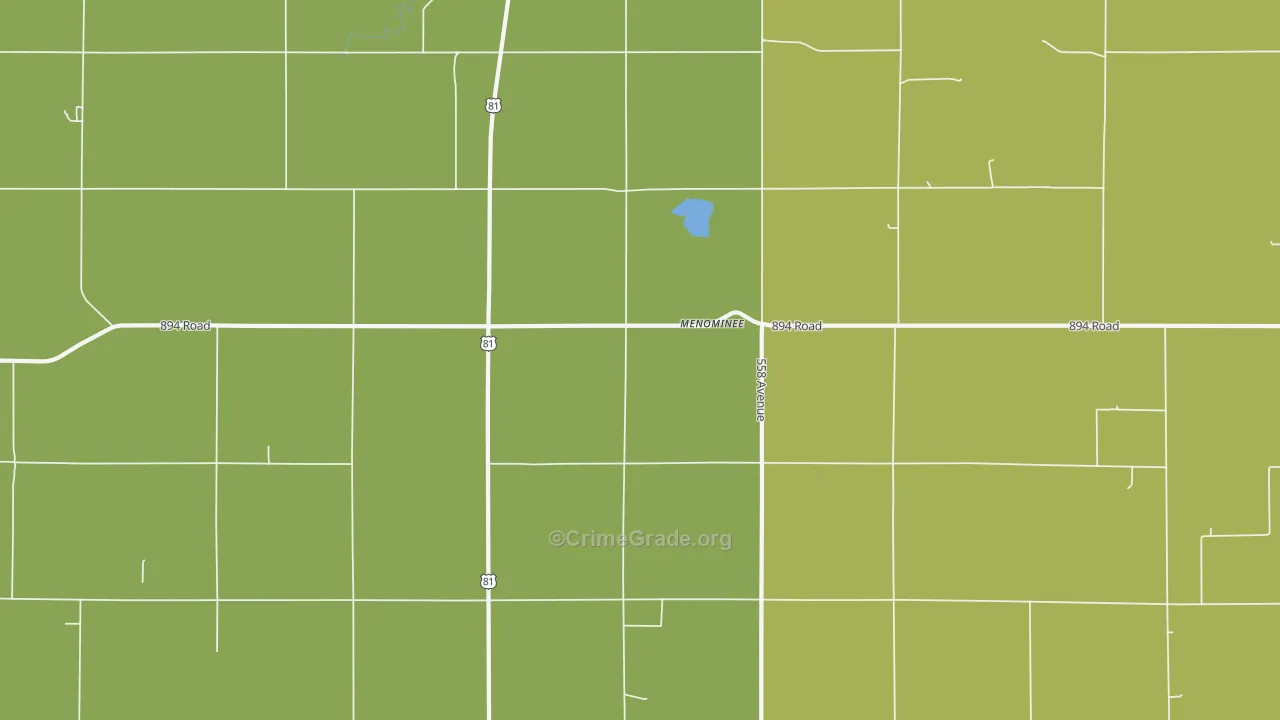 Menominee, NE Map of Assault Rates