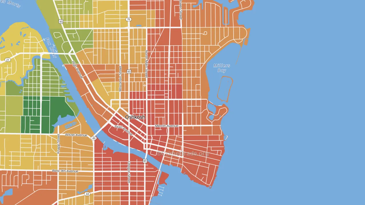 Menominee South, Oshkosh, WI Map of Assault Rates