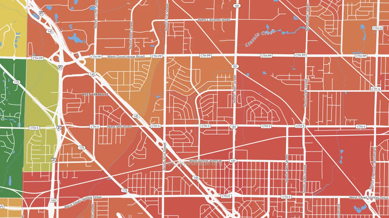 Menomonee River Hills, Milwaukee, WI Map of Assault Rates