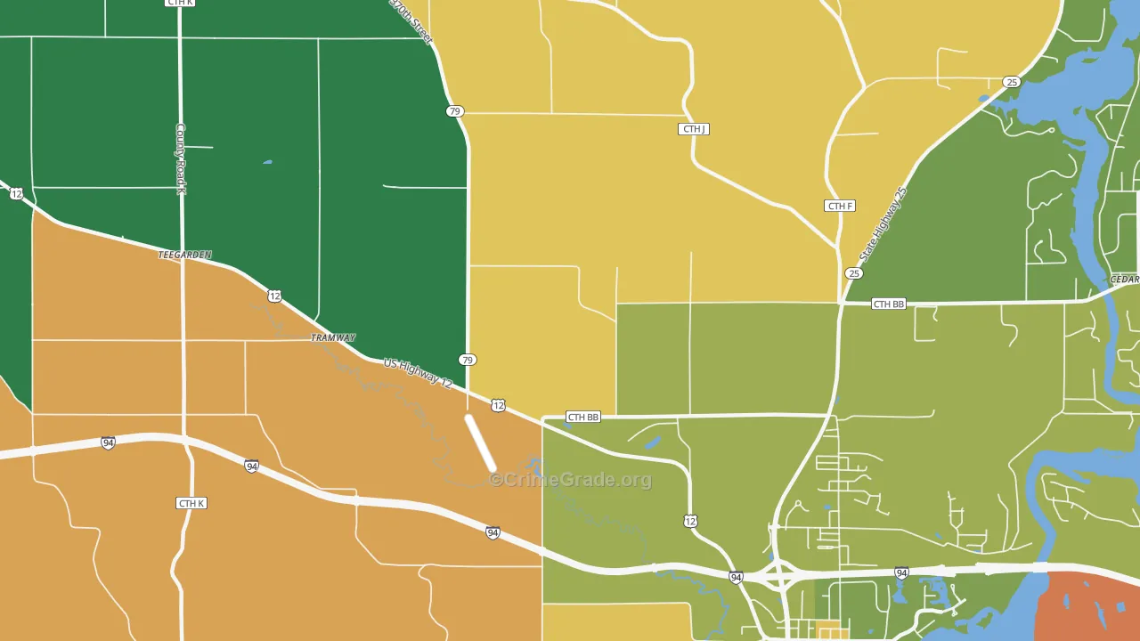 Menomonie Junction, WI Map of Assault Rates