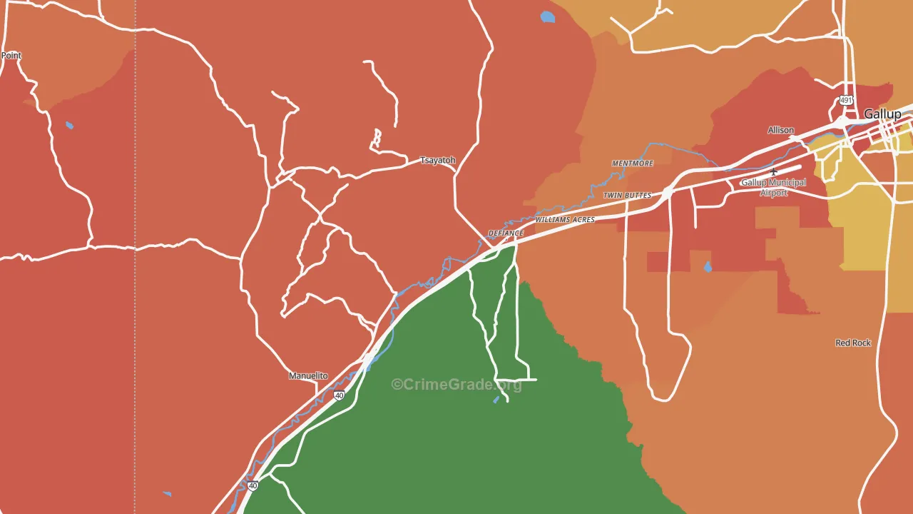 Mentmore, NM Map of Assault Rates