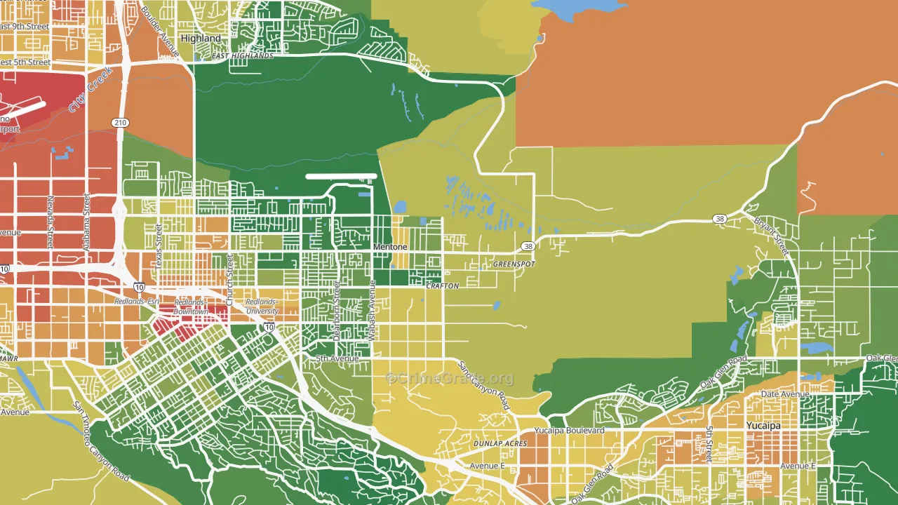 Mentone, CA Map of Assault Rates
