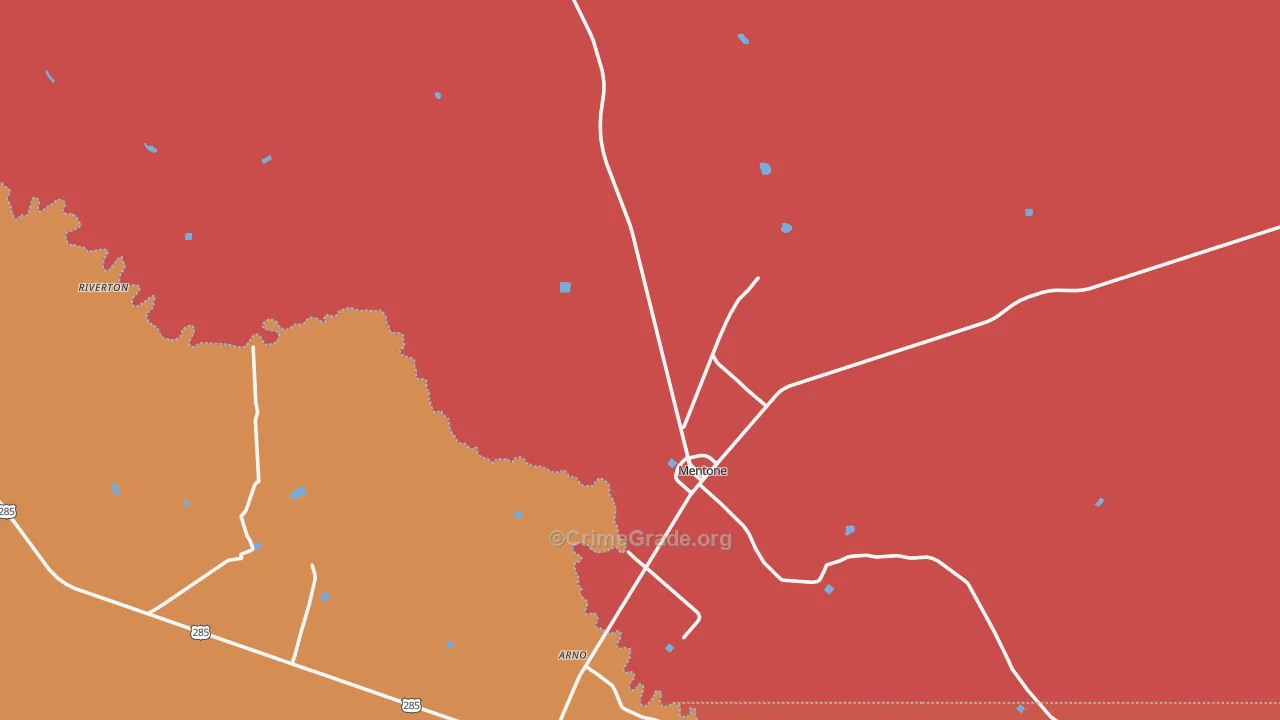 Mentone, TX Map of Assault Rates