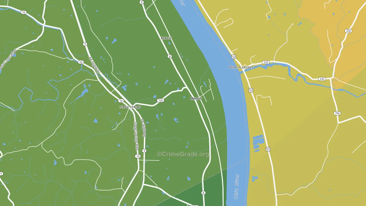 Mentor, KY Map of Assault Rates