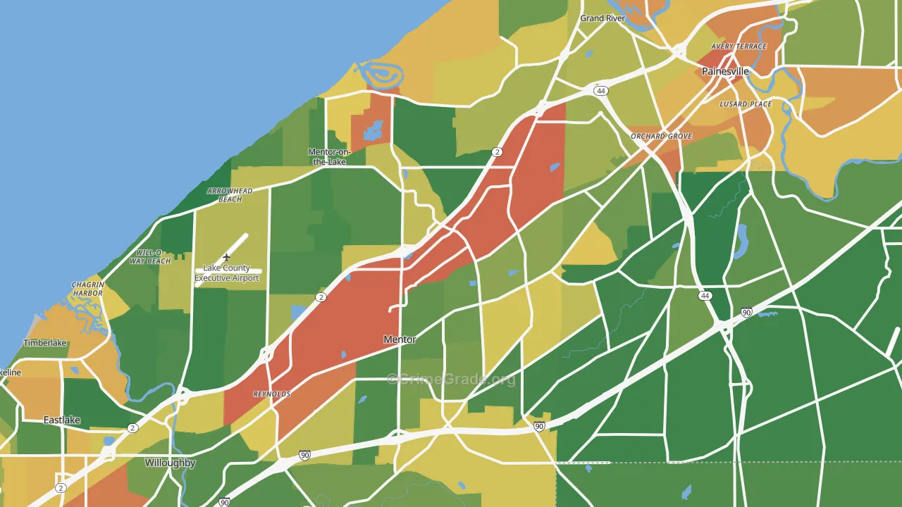 Mentor, OH Map of Assault Rates