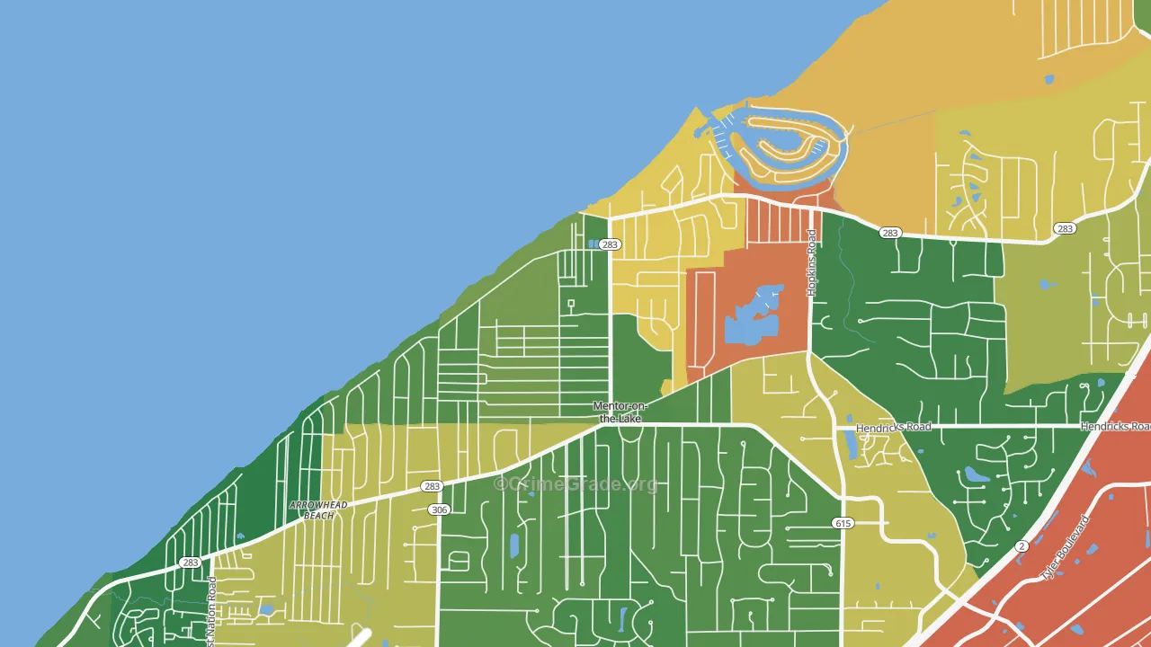Mentor-on-the-Lake, OH Map of Assault Rates