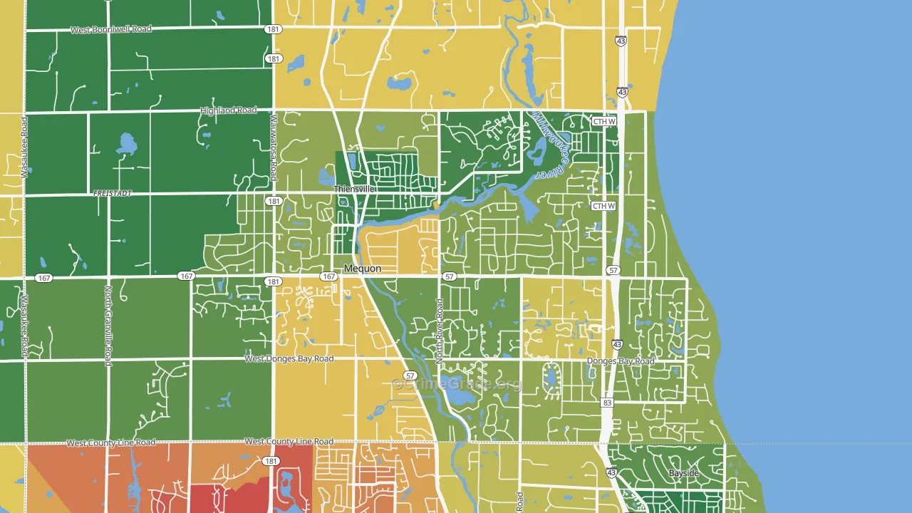Mequon, WI Map of Assault Rates
