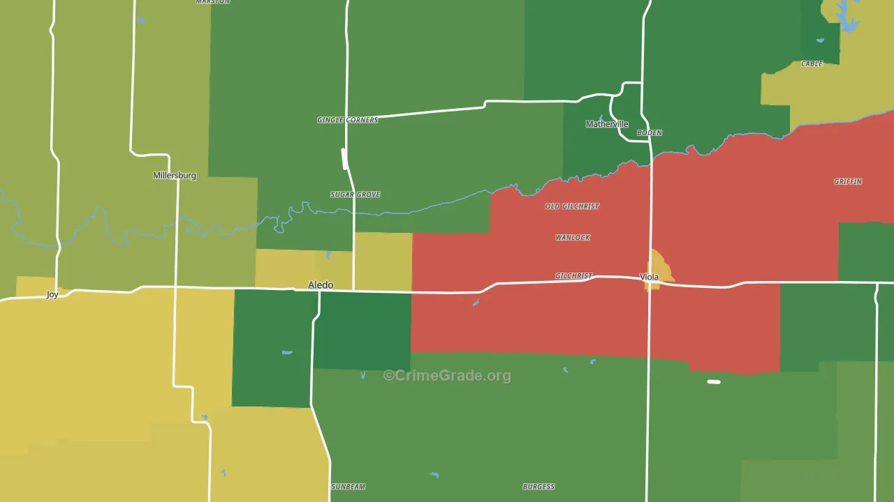 Mercer County, IL Map of Assault Rates