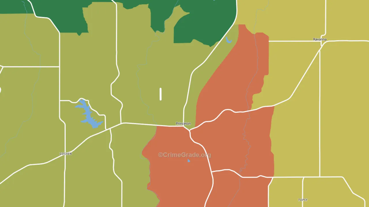 Mercer County, MO Map of Assault Rates