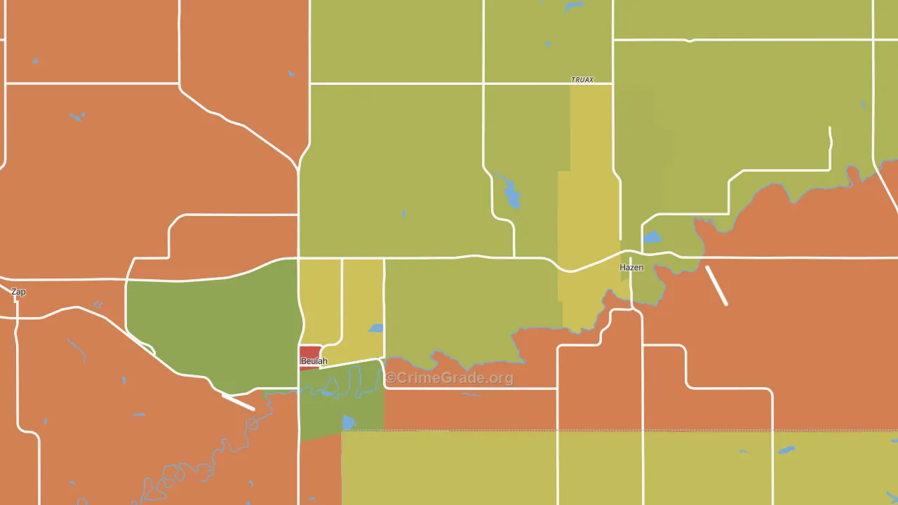 Mercer County, ND Map of Assault Rates