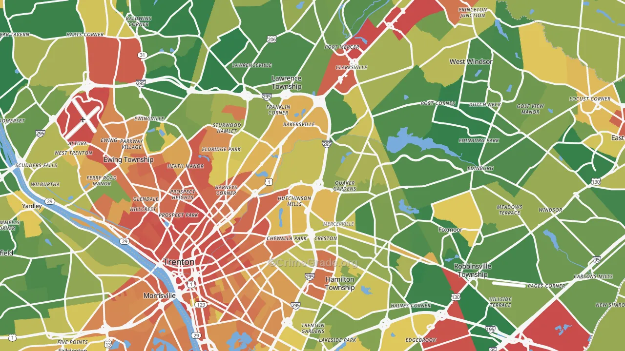 Mercer County, NJ Map of Assault Rates