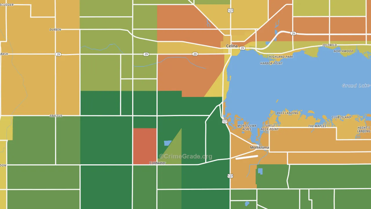 Mercer County, OH Map of Assault Rates