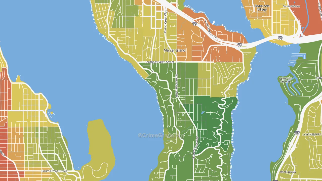 Mercer Heights, Mercer Island, WA Map of Assault Rates