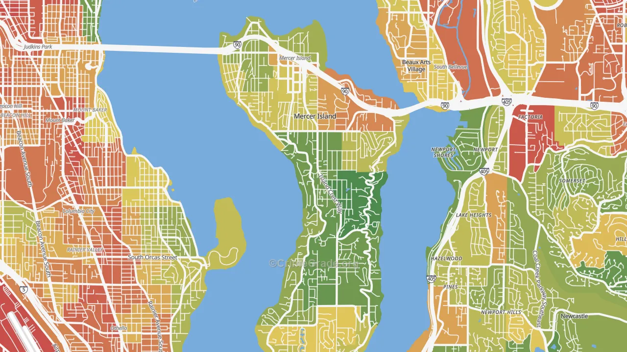 Mercer Island, WA Map of Assault Rates