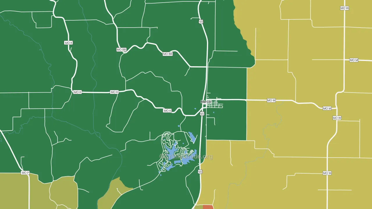 Mercer, MO Map of Assault Rates