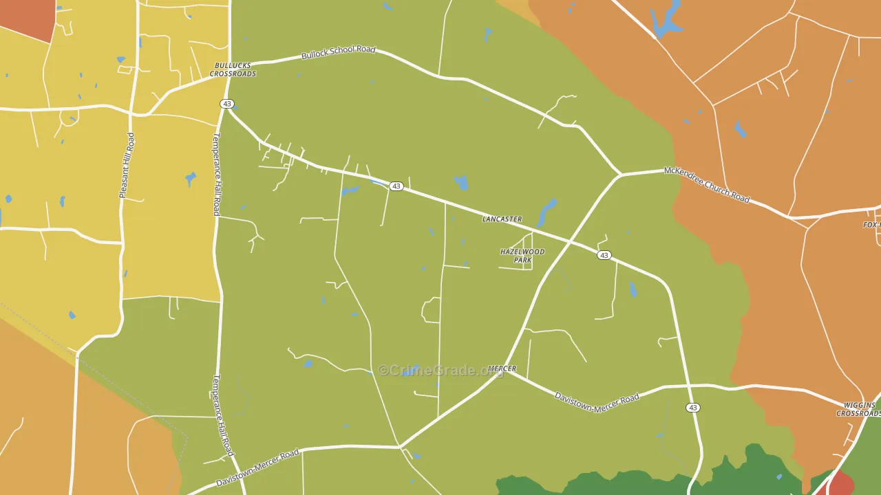 Mercer, NC Map of Assault Rates