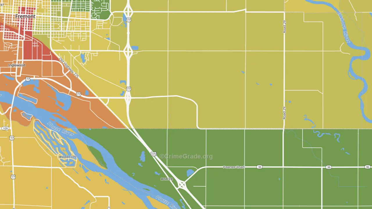 Mercer, NE Map of Assault Rates