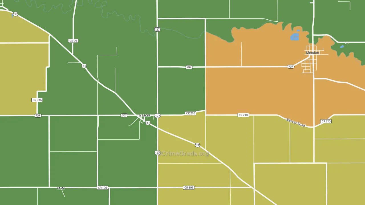 Mercer, OH Map of Assault Rates