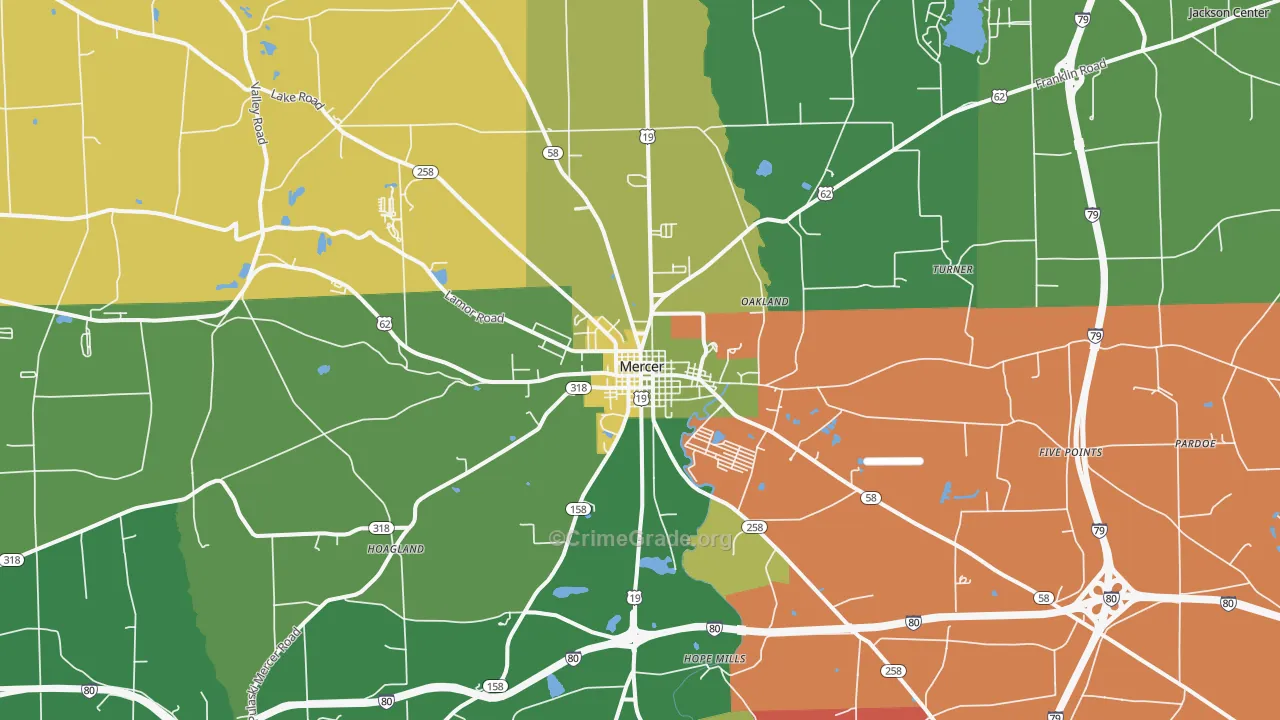 Mercer, PA Map of Assault Rates