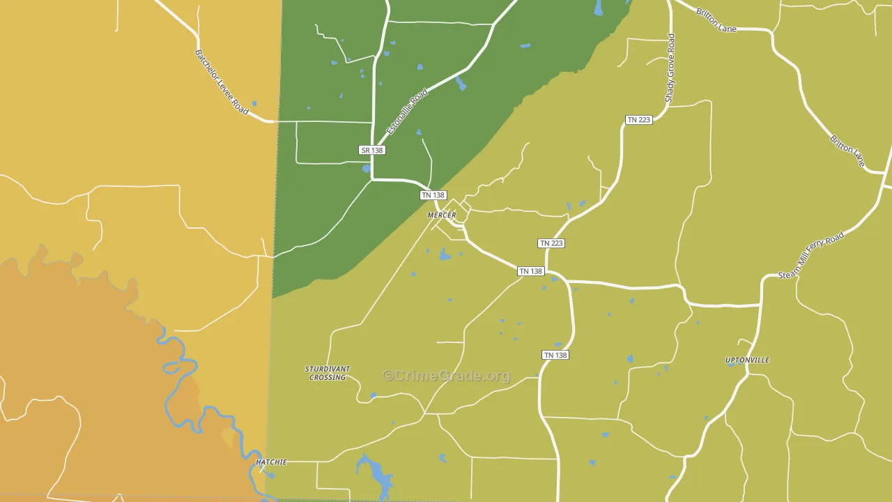 Mercer, TN Map of Assault Rates
