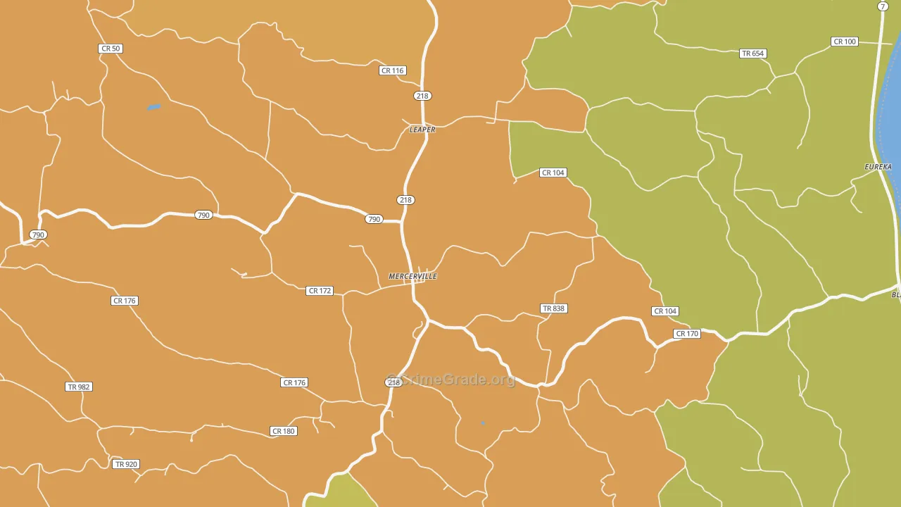 Mercerville, OH Map of Assault Rates
